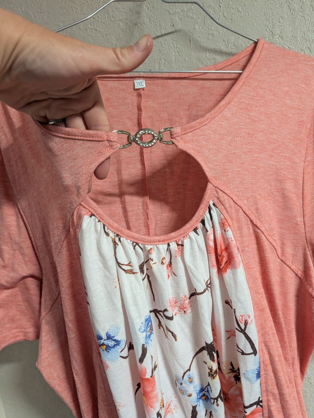 Floral Tunic Top 3xl Pink Coral Cottagecore Boho Festival Keyhole Fairy - Picture 8 of 10